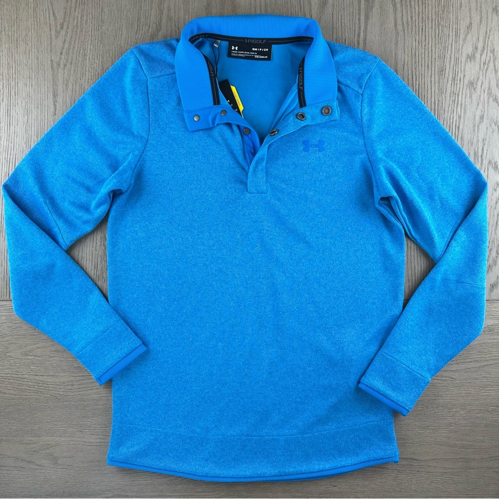 Under Armour ColdGear Storm Pullover Mens S Blue Golf Snap Collar NWT